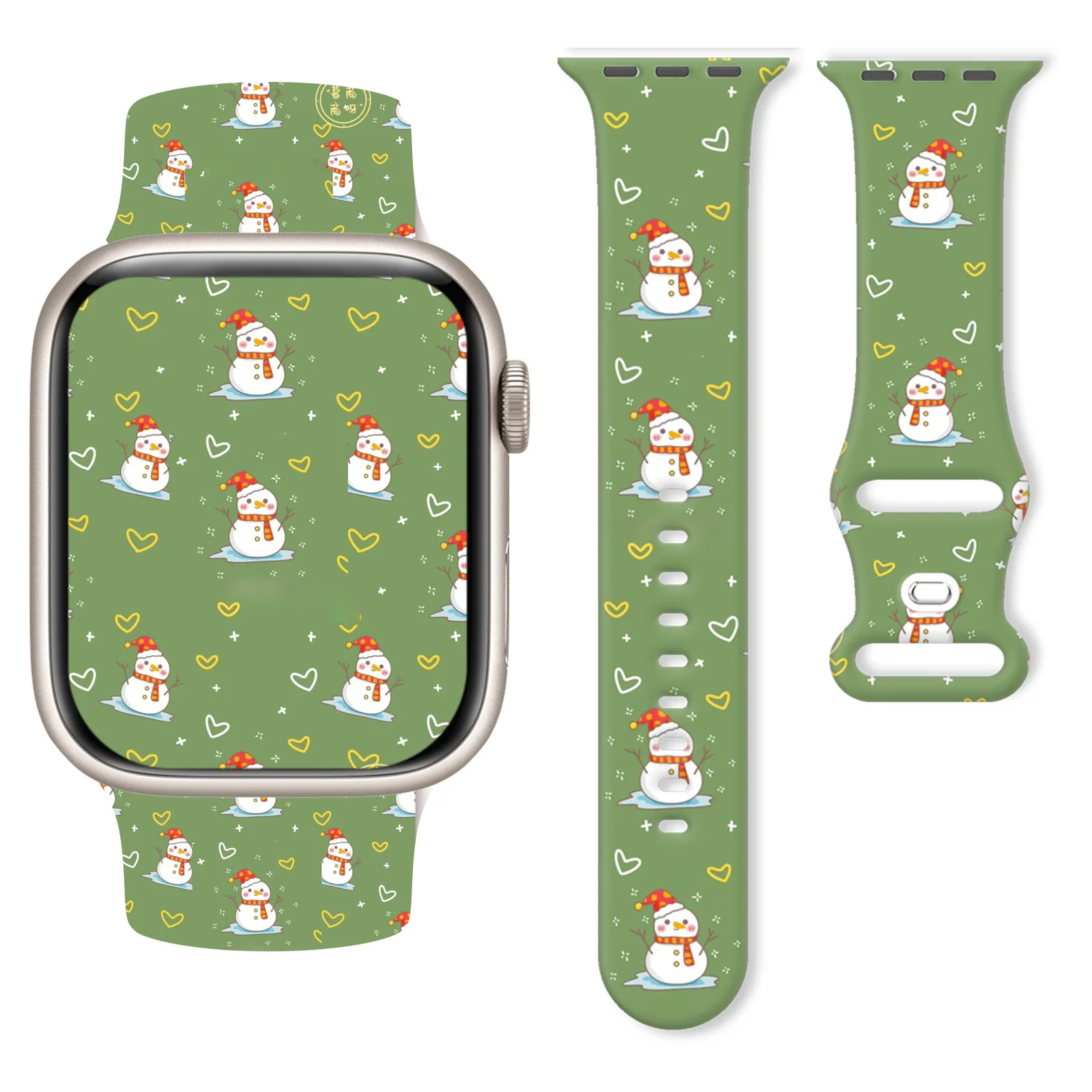 

Cartoon Christmas，Silicone Printed Strap for Apple Watch 10 9 8 7 Band Replaceable Bracelet ,for iWatch 45mm 44mm 42mm 41mm