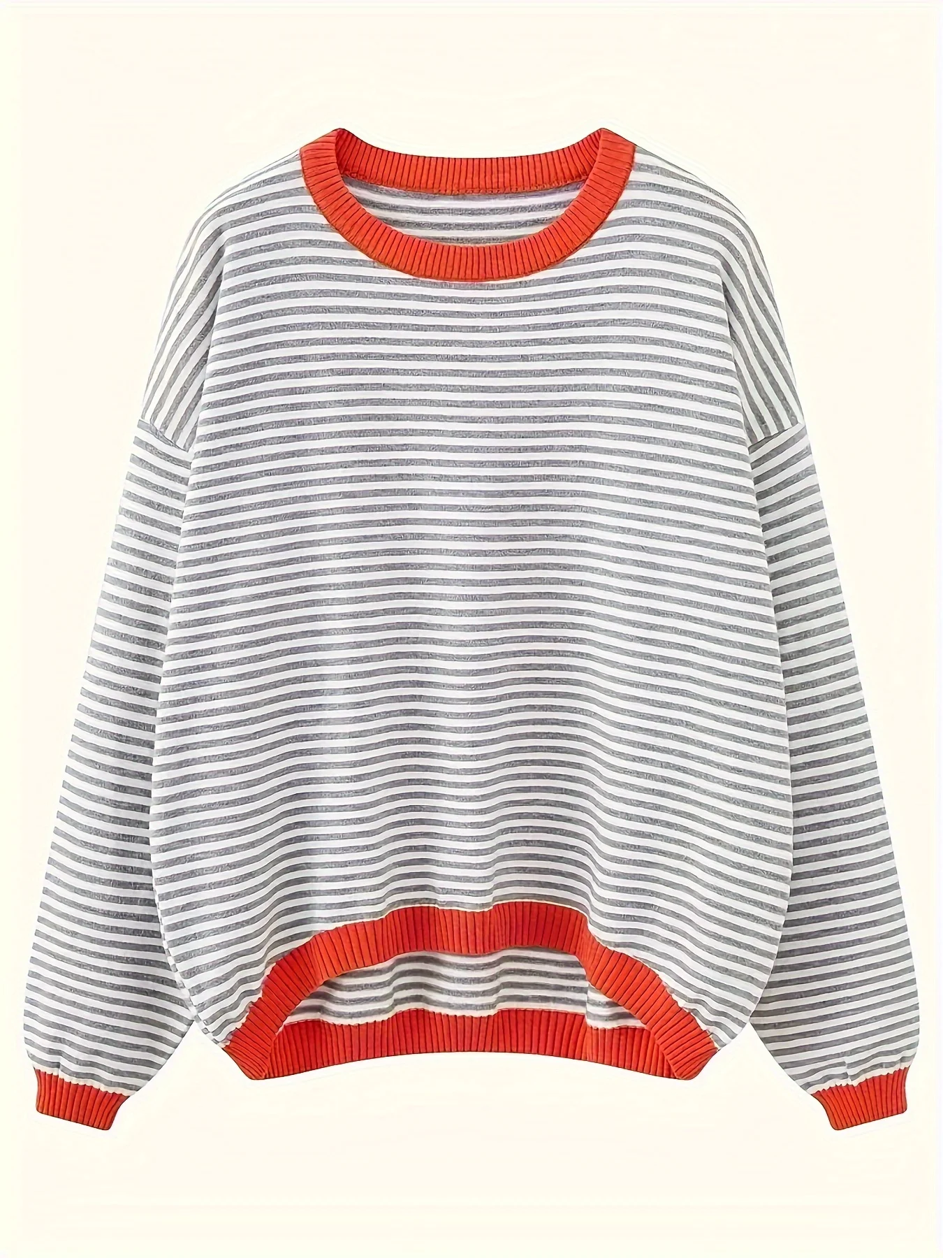 Autumn Winter Round Neck Sweaters Simple Chic Jumpers Women Stripe Sweater Vintage Basic Knitted Tops Casual Pullover