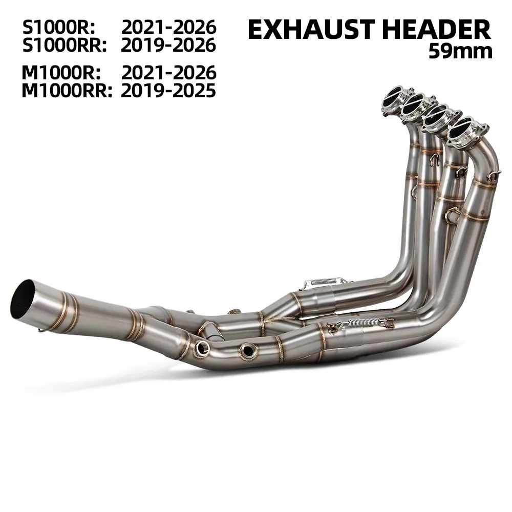 AliExpress NONE M1000R Escape Headers Tube For BMW S1000RR S1000R M1000RR M1000R 2019-2026 Motorbike Exhaust Pipe 59mm Street Bike Manifold Kit