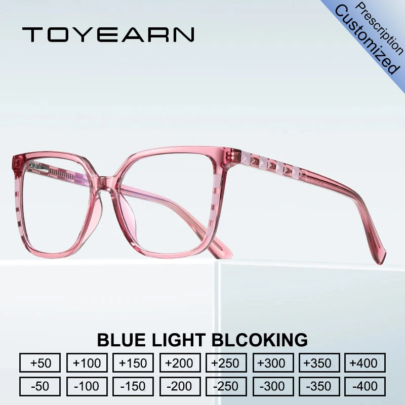 

TOYEARN Fashion Lady Square Reading Glasses Women Blue Light Blocking Myopia Hyperopia Prescription Optical Eyeglasses Frame
