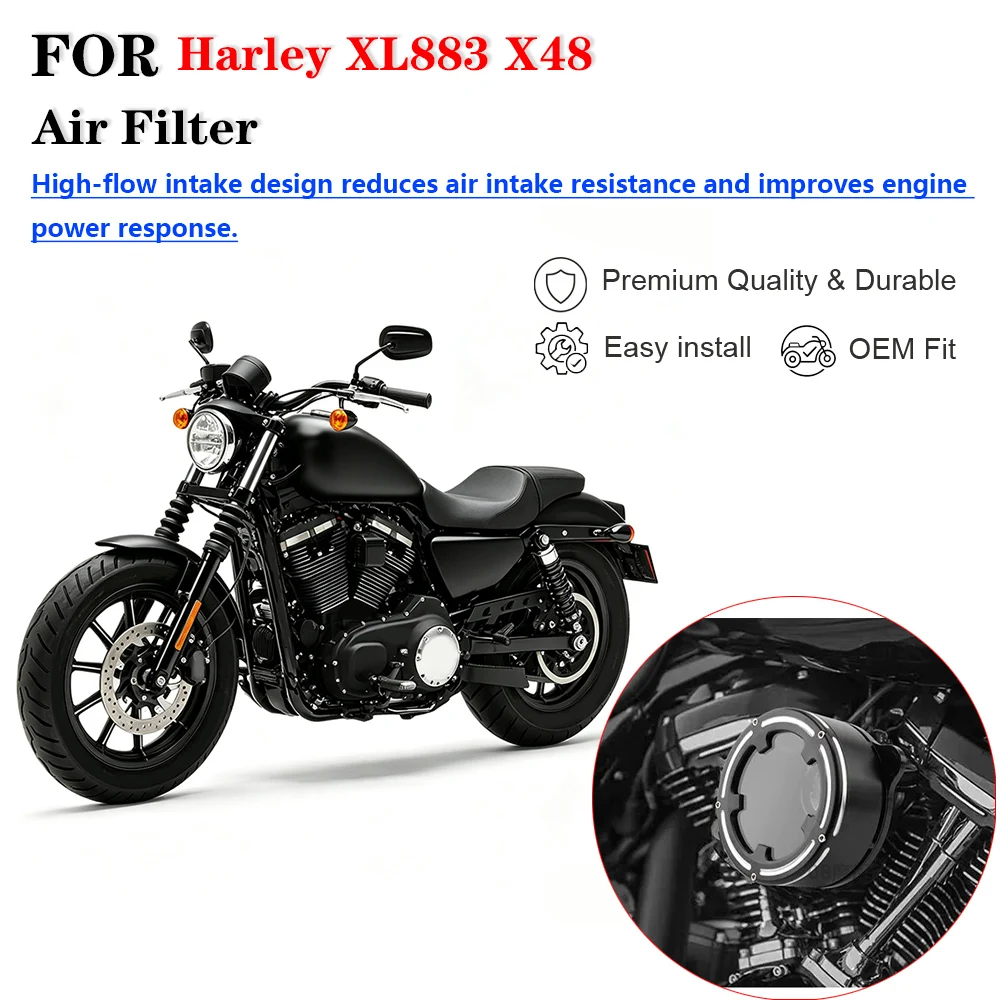 Waterproof Transparent Air Filter for Harley Retro Cruiser Motorcycle, Modified Air Cleaner Fits XL883, X48, Glide, Harley Intak