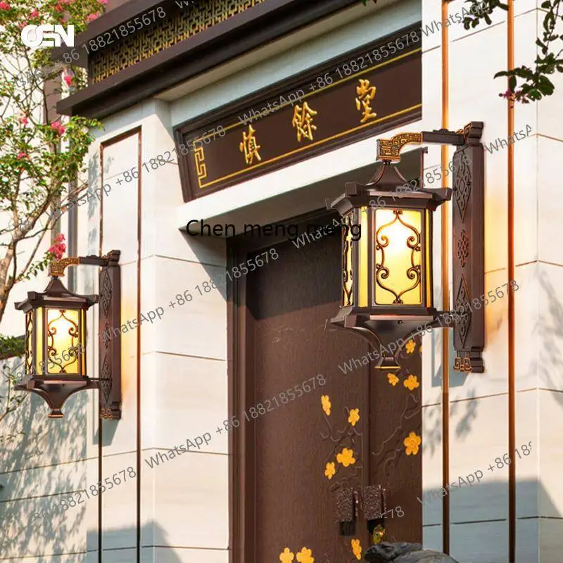 Nowa chińska lampa zewnętrzna na ścianę Wodoodporna lampa na zewnątrz do dziedzińca, korytarza, domu, willi, na bramę, balkon, taras, lampa na ścianę zewnętrzną