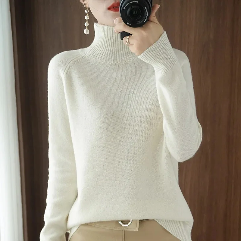 

Women Turtleneck Sweater Autumn Winter Solid Elegant Thick Warm Long Sleeve Knitted Pullovers Ladies Casual Basic Jumpers Tops