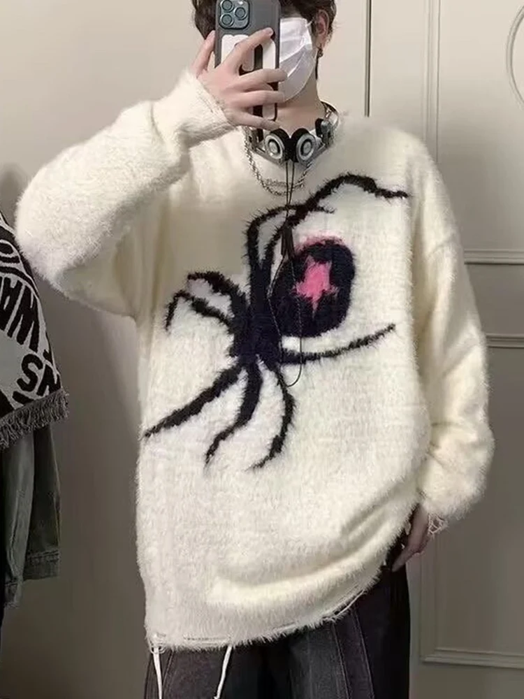 

Laid-ba Spider вязаный свитер для мужчин, повседневный мягкий уютный зимний новый Sle Street Faion, тяжелый трикотаж Lazy Street Sle