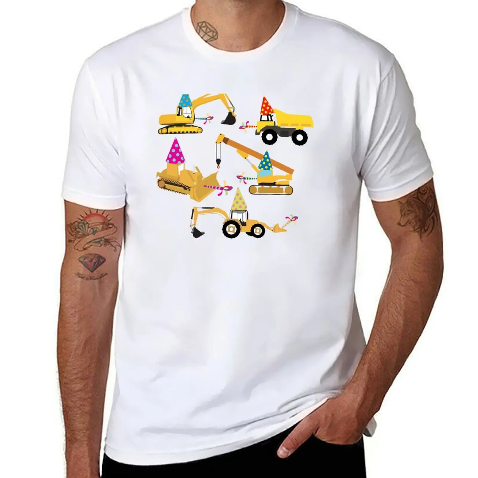 

Construction Trucks Birthday Party Pattern T-Shirt anime t shirts for man essential t shirt T-Shirt