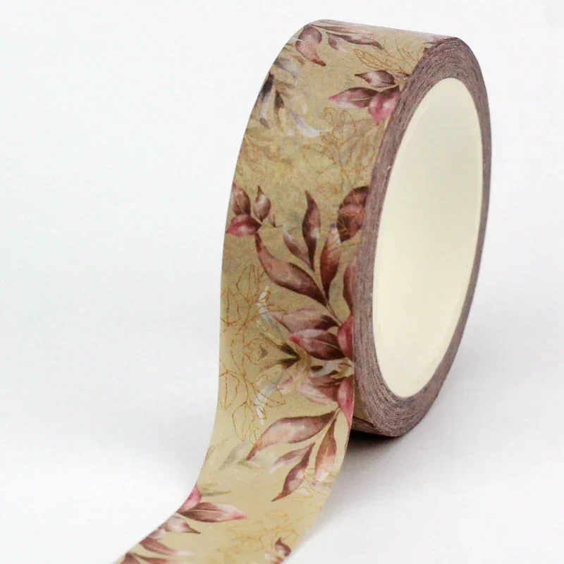

1PC 10M Deco Vintage Brown Leaves Kraft Washi Tape for Diary Gift Wrapping Adhesive Masking Tape Cute Journal Stationery Supply