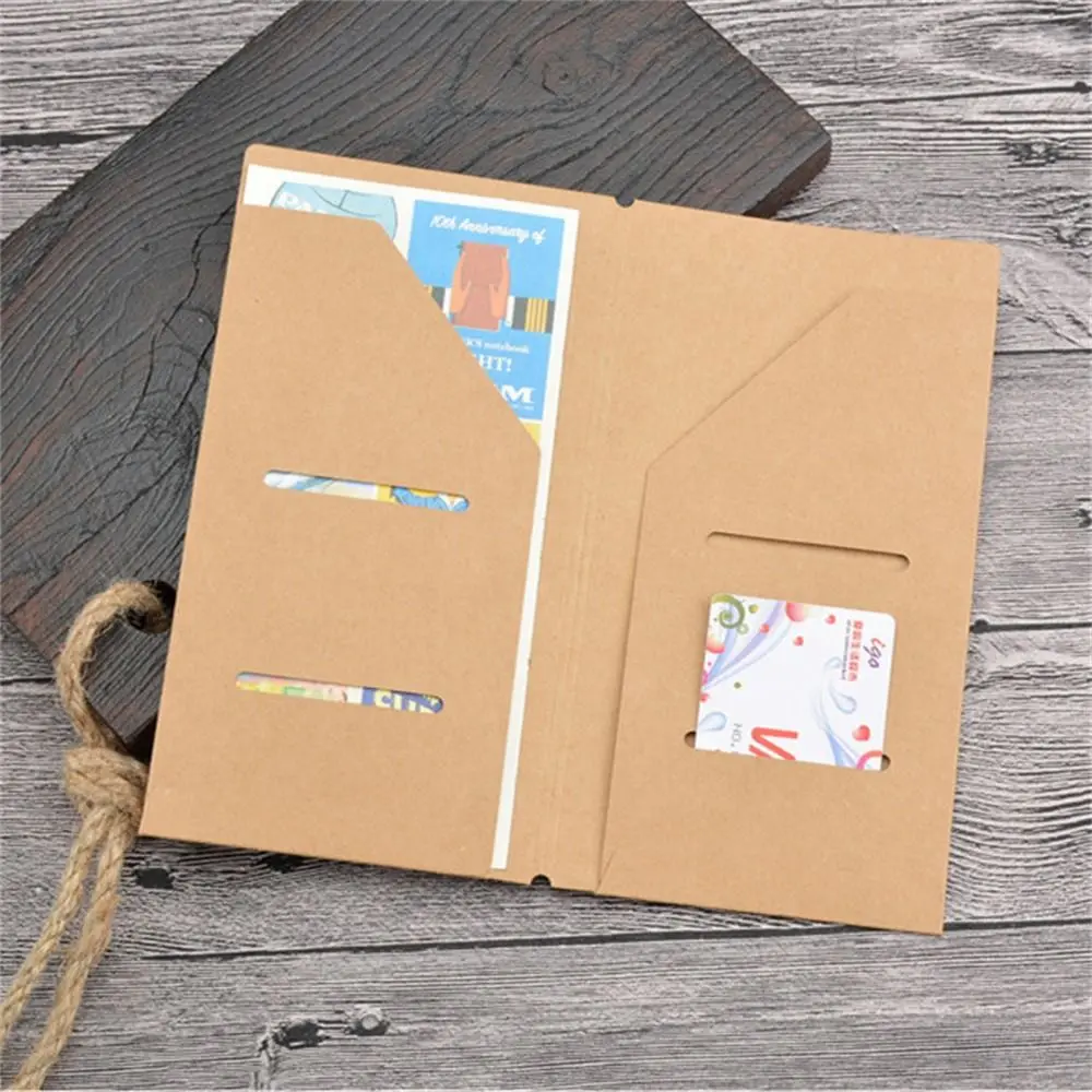 Porte-cartes vintage en papier kraft, sac de rangement pour cartes, journal intime, carnet de notes, fournitures quotidiennes, papeterie, poche, fichier