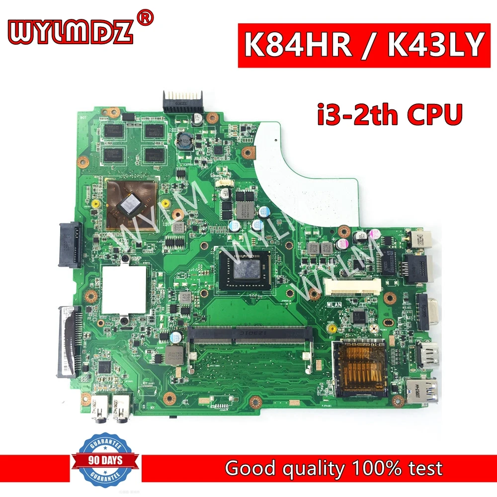 

Материнская плата K84HR i3-2th CPU Laptop Материнская плата Asus K43LY A43LY X84HR K84HR HM65