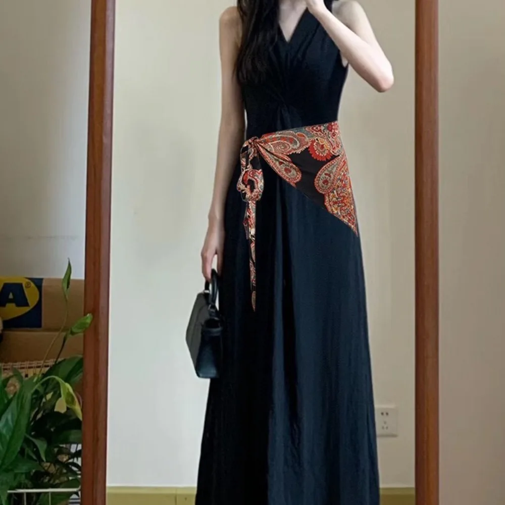 Cintura triangolare in stile etnico Jeans in stile cinese Decor Cintura triangolare floreale Stampa di accessori di abbigliamento