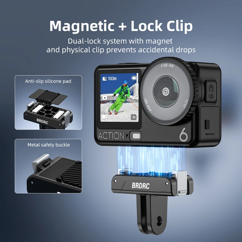 Magnetischer Adapter-Halter für DJI Action 6 5 Pro/4 3 Schnellwechsel-Basis für DJI Osmo 360 NANO Stativ-Adapter Selfie-Zubehör – Detail 3