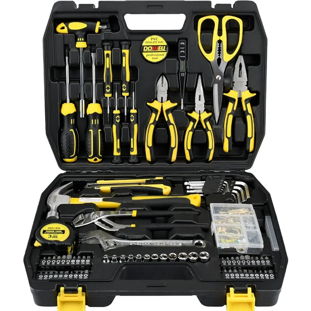 Tool Kit Household Tool Set 185-Piece General Hand Tool Kit with Toolbox Storage Case HYT185
