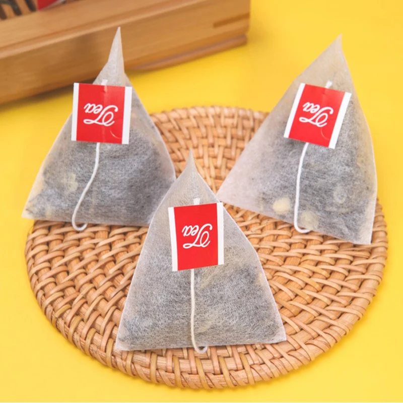 Corn Fiber Mesh Tea Bag Filters Pyramid Shape Heat Seal Packing Bags PLA Biodegraded Material 100/lot