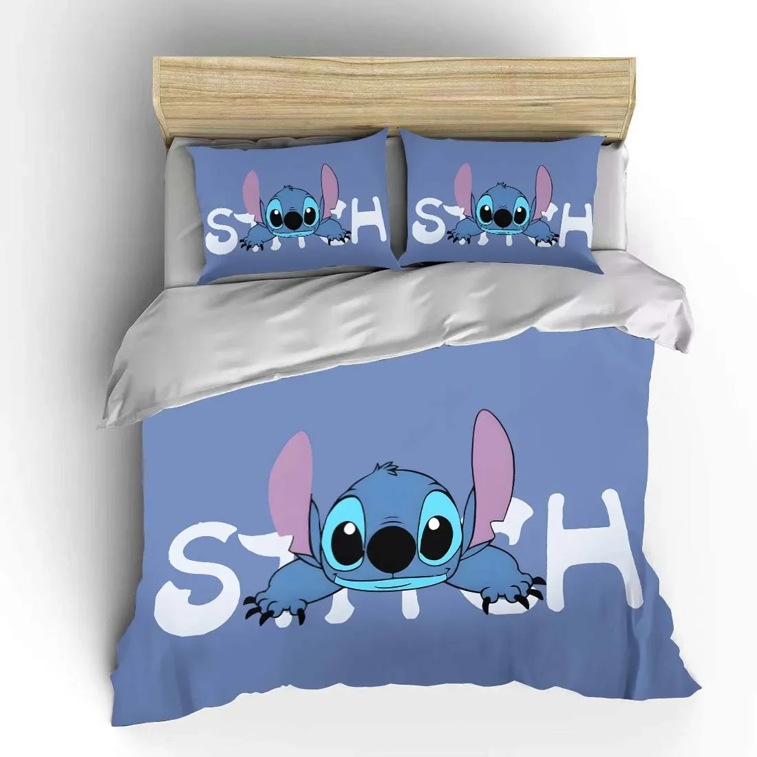 Stitch Baby 3pcs Bedding Set Fluffy Cartoon Comforter Cover Soft Kids US Twin King Queen Size Bedding Set Baby Bedclothes Gift