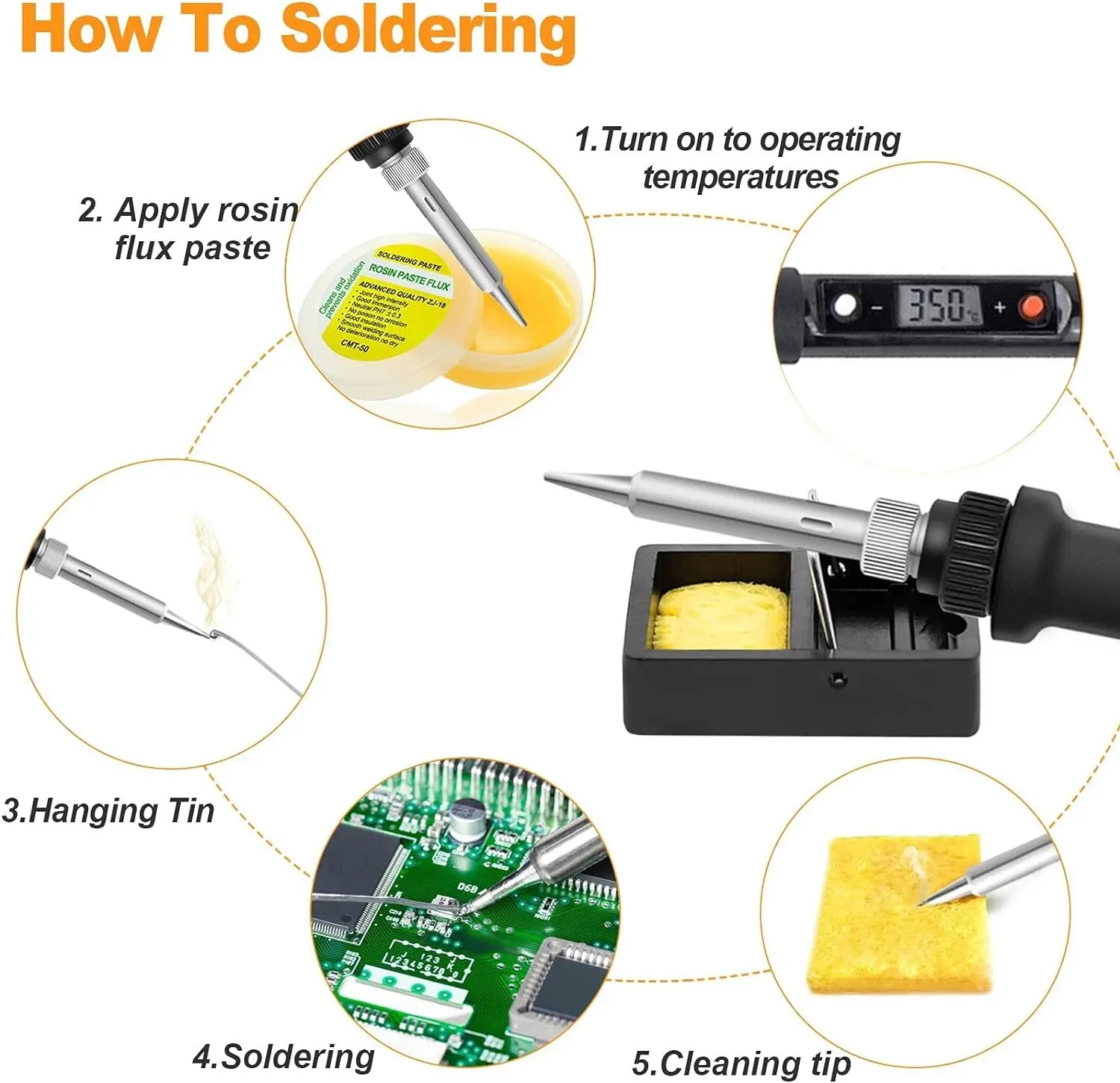 80W Electric Soldering Iron Kit Temperature Adjustable 220V 110V Welding Tools Set Soldering Flux Soldering Tips Rework Station