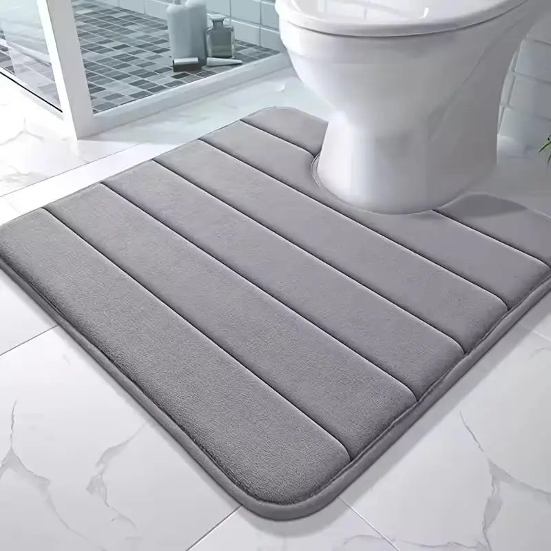 1PCS Memory Foam U-Shaped Toilet Mat Anti-Skid Super Absorbent Bathroom Carpet Bath Mat For Bathroom Decor