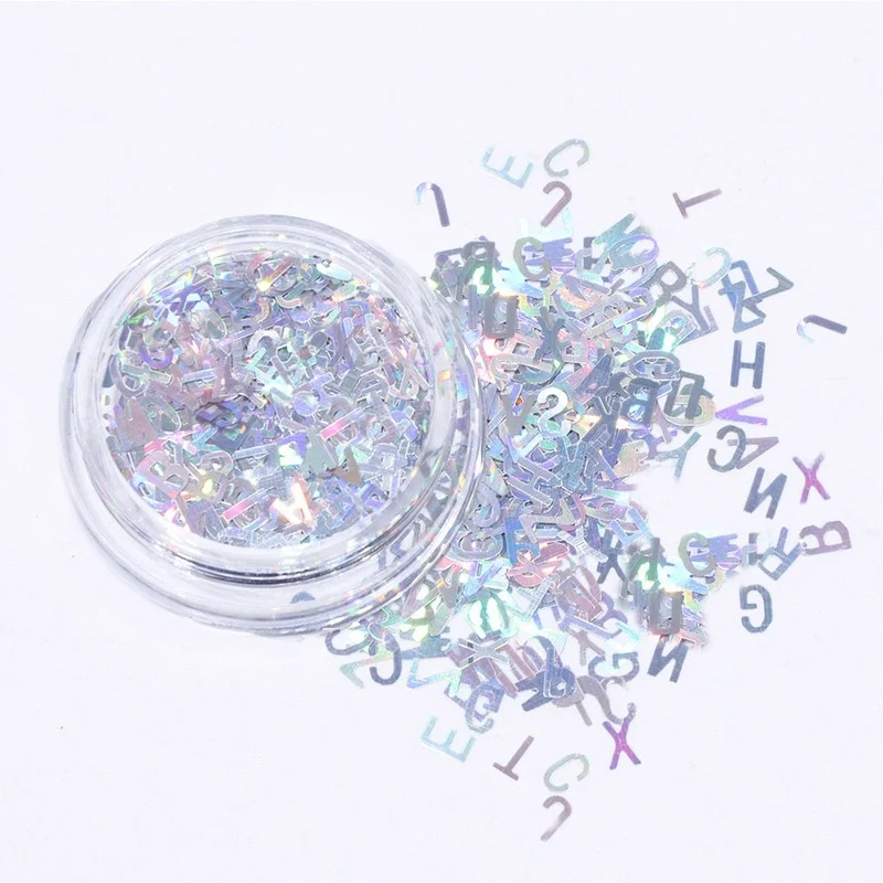 

Laser Nail Art Sequins Tips 1 Bottle 3D Nail Decoration Flakes Charms Manicure Letter Glitter Ultrathin Sequin Gel UV Decor DIY