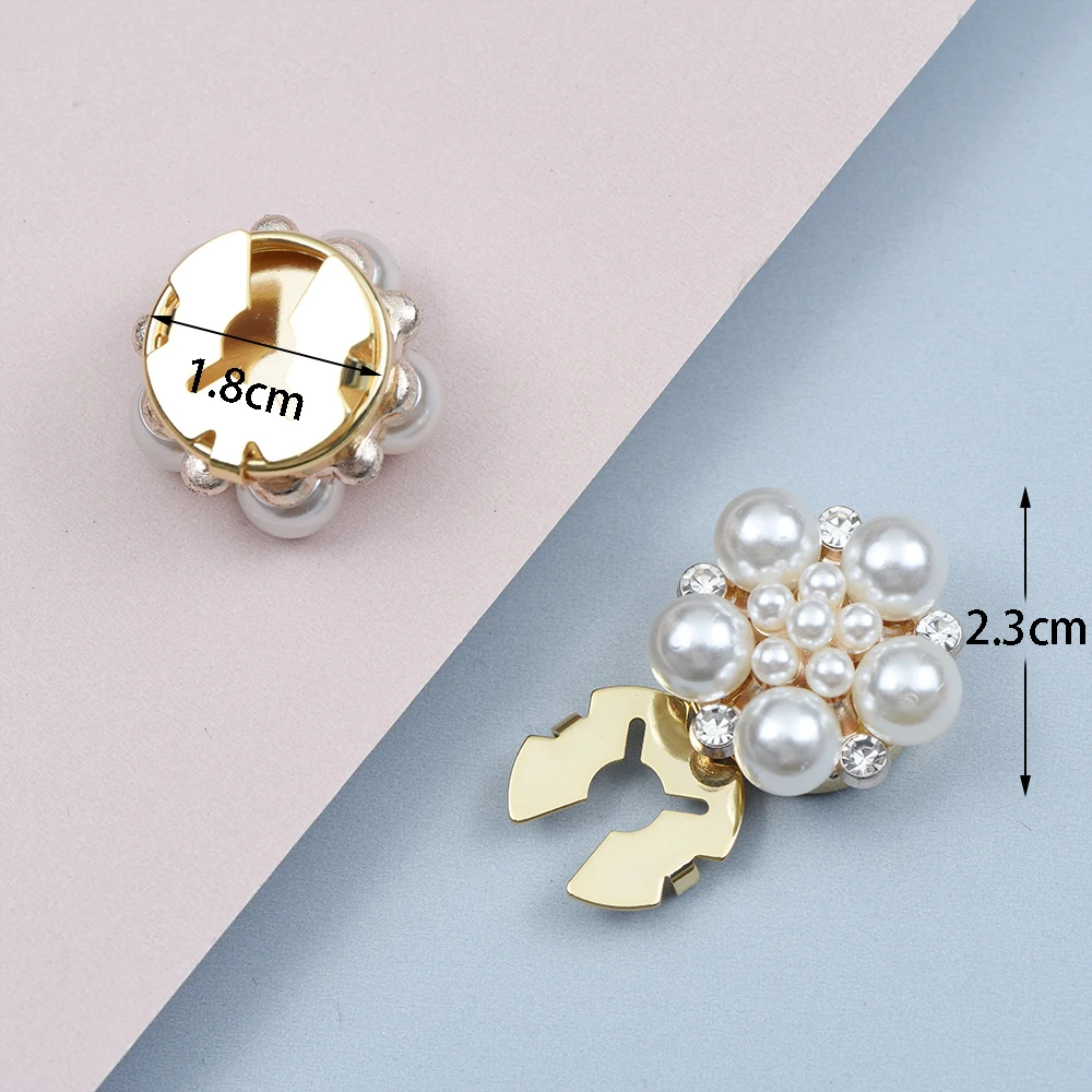 2pcs Faux Pearl Rhinestone Shirt Button Cover Cufflinks Button Pins for Ladies Clothing  Sleeve Buttons Accessories