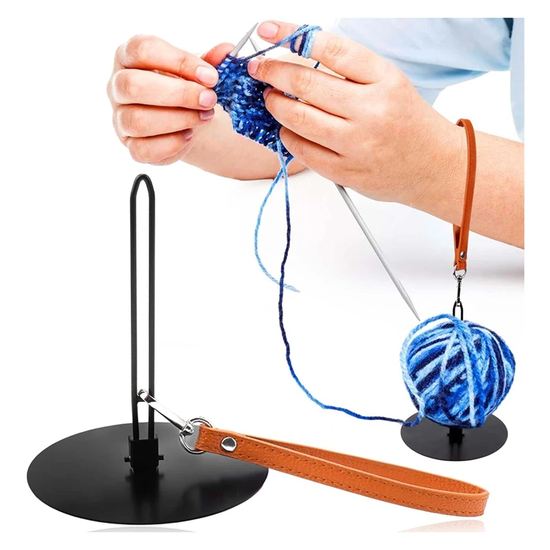 Portable Wrist Yarn Holder With Leather Wristlet Strap,For Crocheting On The Goyarn Storage Organizer Knitting Supplies