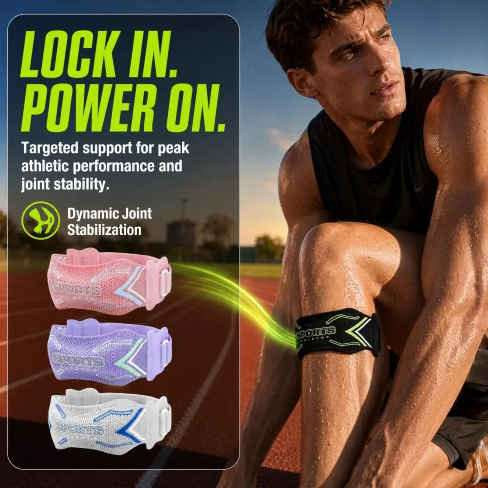 Adjustable Sports Patella Strap Breathable Non-Slip Knee Brace Patellar Stabilization Shock Absorbing Patellar Tendon Support