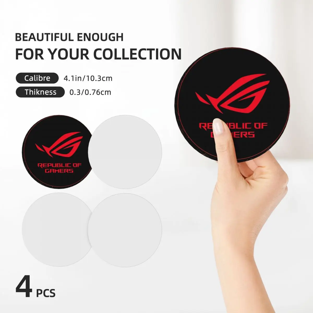 Republic of Gamers - Asus Rog Strix Logotipe Ceramic Coasters (Set of 4) holder set for drinks Coasters