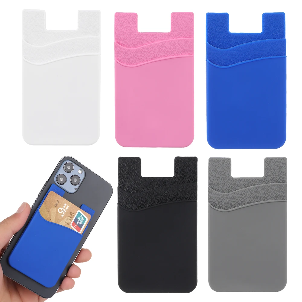 Elastic Universal Silicone Credit ID Card Holder Adhesive Pocket Sticker Mobile Phone Wallet Wallet Case