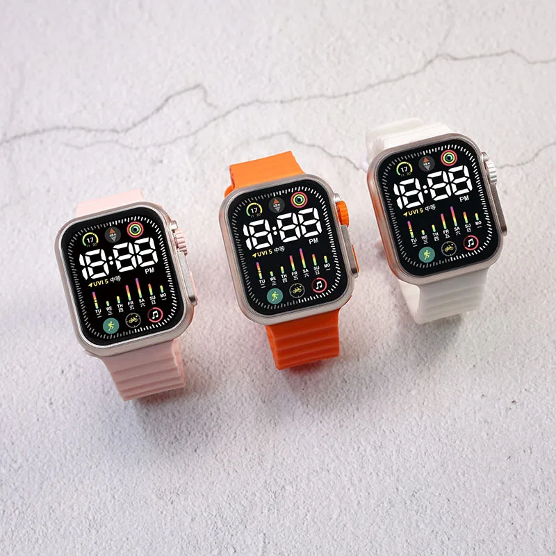 Детские часы, модный силиконовый ремешок, детские спортивные светодиодные цифровые часы, водонепроницаемые электронные наручные часы с календарем для мальчиков и девочек