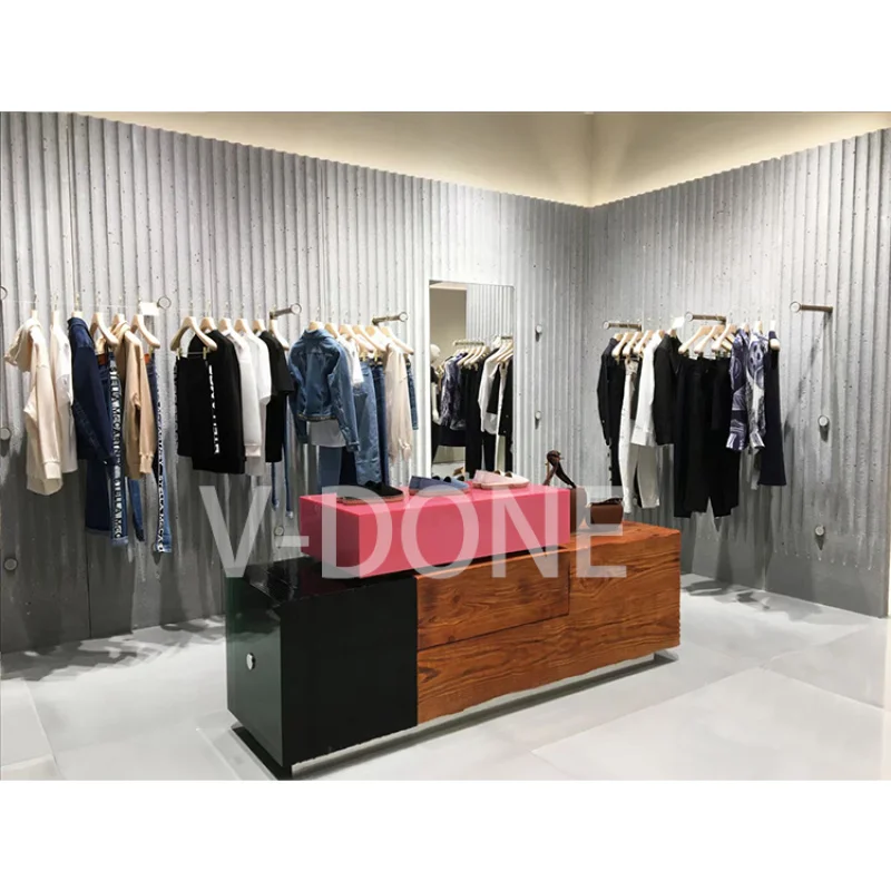 custom.Factory Direct Sale Made	 Clothing Store Display Stands Rack Shop Cash Counter Design clothing store racks