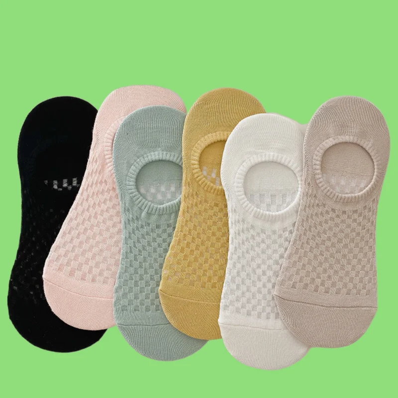 

6/12 Pairs 2024 New Women Fashion Socks Korean Simple Non-slip Invisible Silicone Breathable Cotton Socks Casual Socks