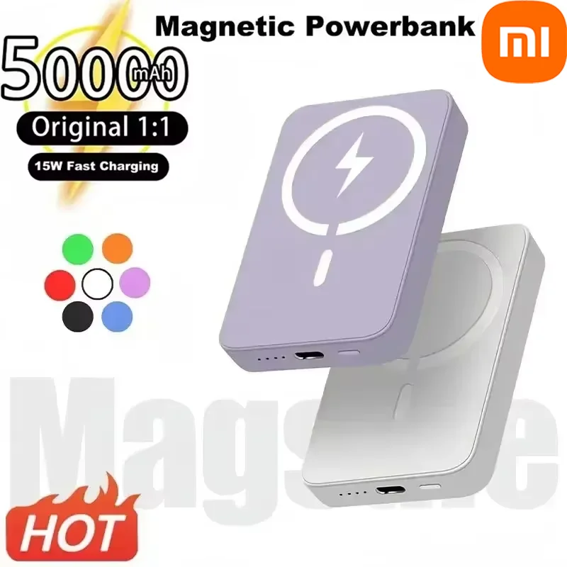 

Xiaomi 500000mAh Capacity Magnetic Wireless Power Bank External Portable Battery Pack For iphone 15 16 Samsung Huawei Powerbank