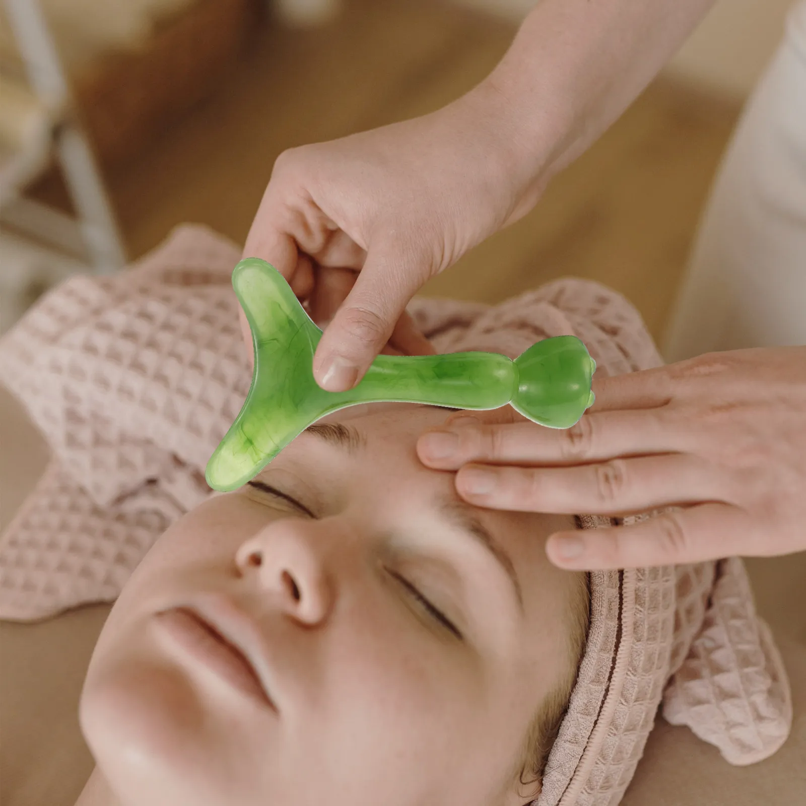 

Набор из 2 массажных роликов для лица из смолы: портативный массажер для глаз в форме стручка лотоса для улучшения кровообращения и ежедневного спа-массажа.