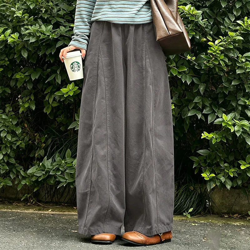 Japanischer Stil Baggy Machete Hosen für Damen Retro Literarische Streetwear Weite Hosen für Frauen Frühling Herbst Lose Lässige Hosen
