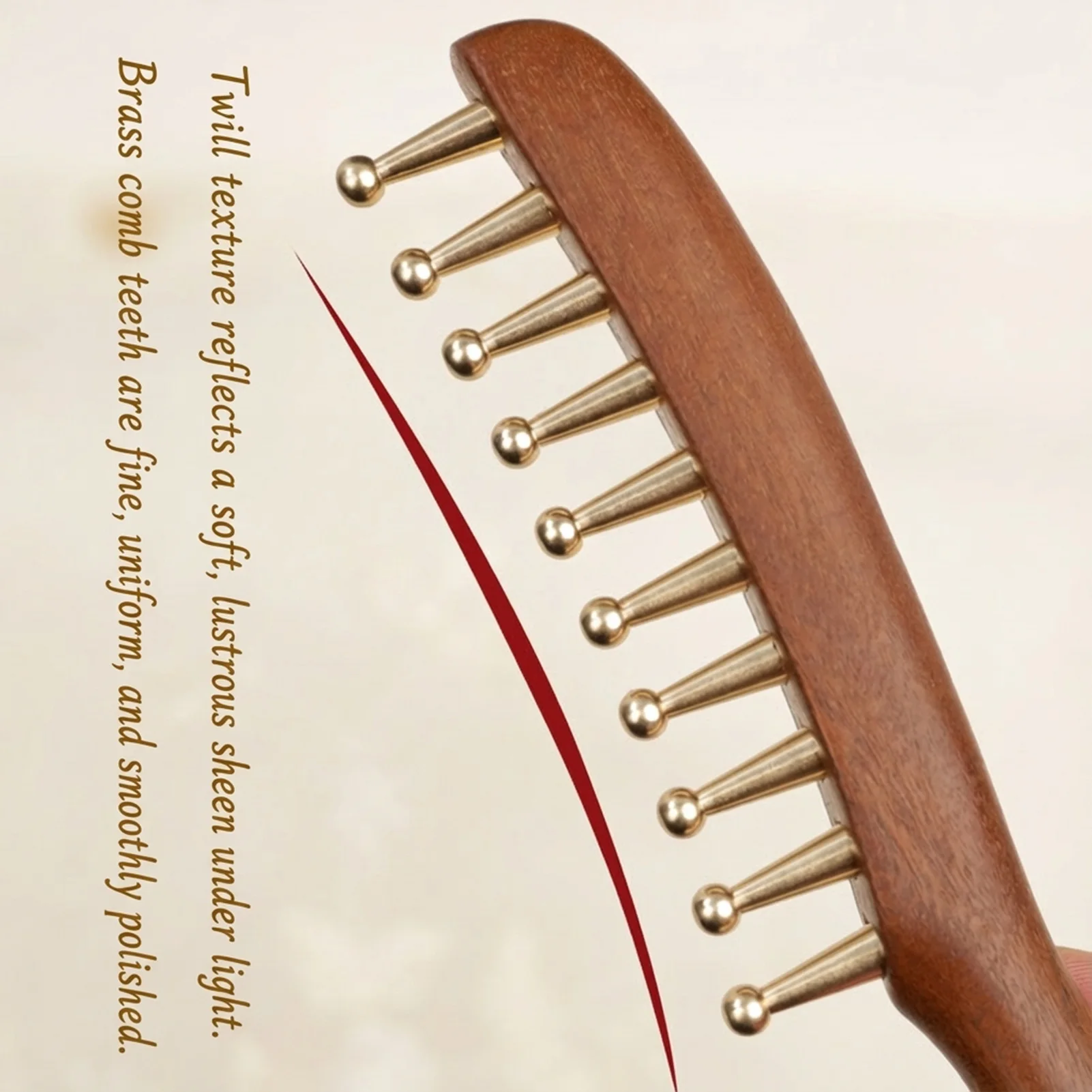 Wood Scalp Massage Comb Sandalwood Copper Teeth massager for Daily Care Detangling Hair Brush Relaxation Tools