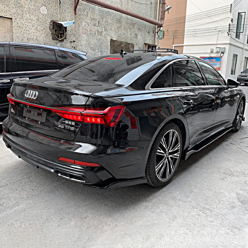 Picture 7: For Audi A6 2017-2024 2019 2022 Car Protector Corner Guard Carbon Fiber Rear Bumper Splitters Aprons Modification Decoration ABS