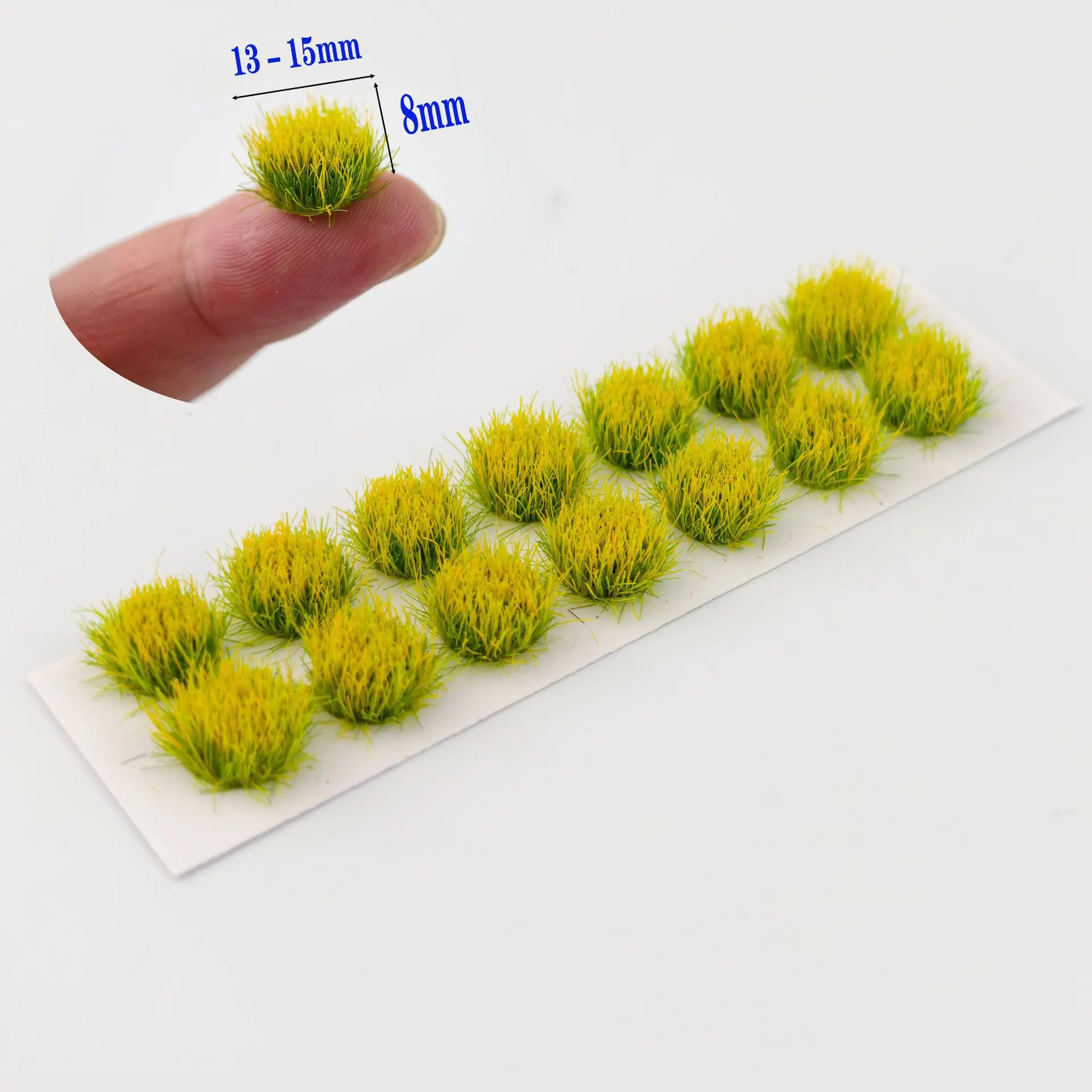 14 peças de grama artificial em miniatura flor tufo 8mm plantas de simulação para layout de trem ferroviário ho n/jogo de guerra/fabricação de modelo diy/iorama