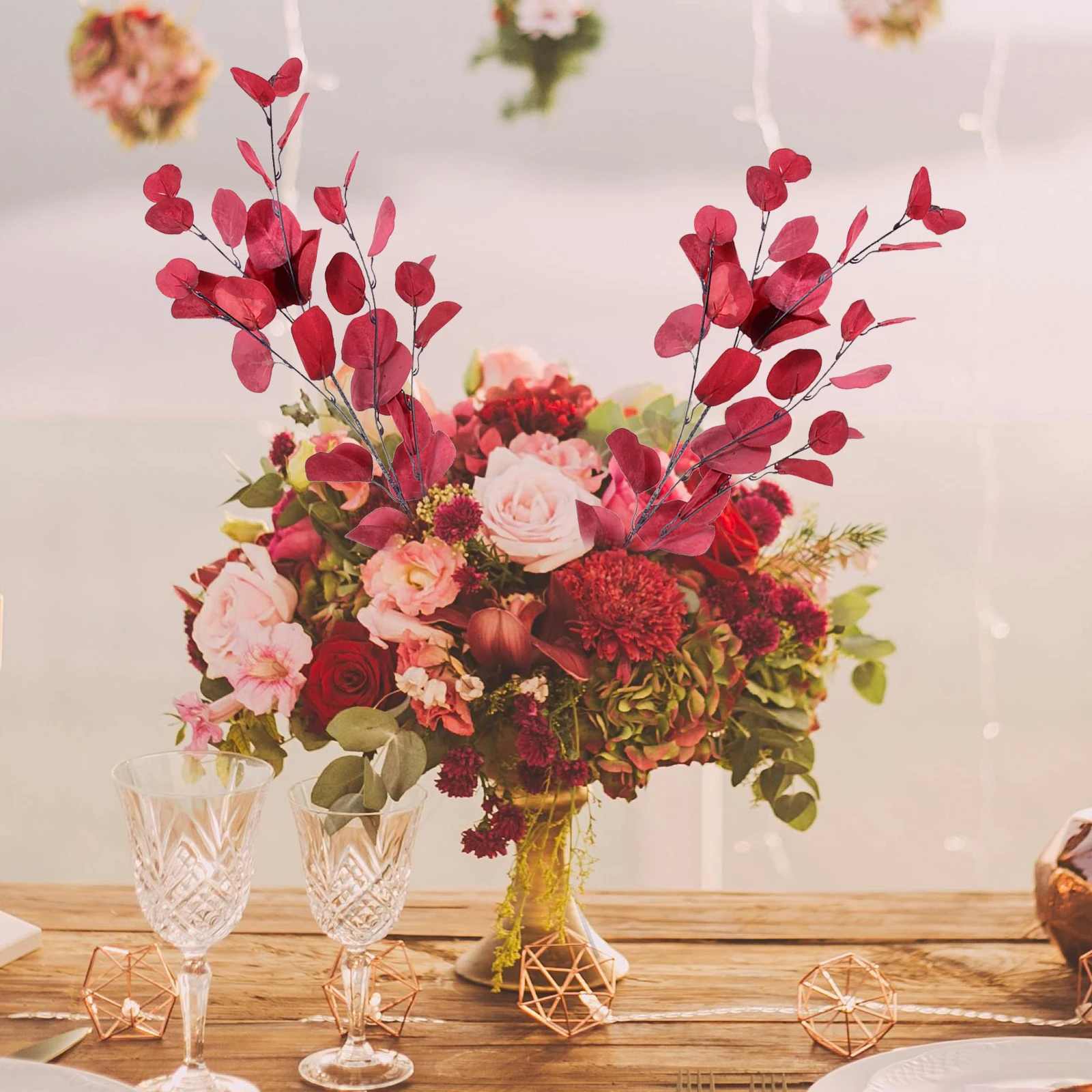 

Green Artificial Plant Leaves Fake Decor Branch Wedding Decoration Plants Indoor