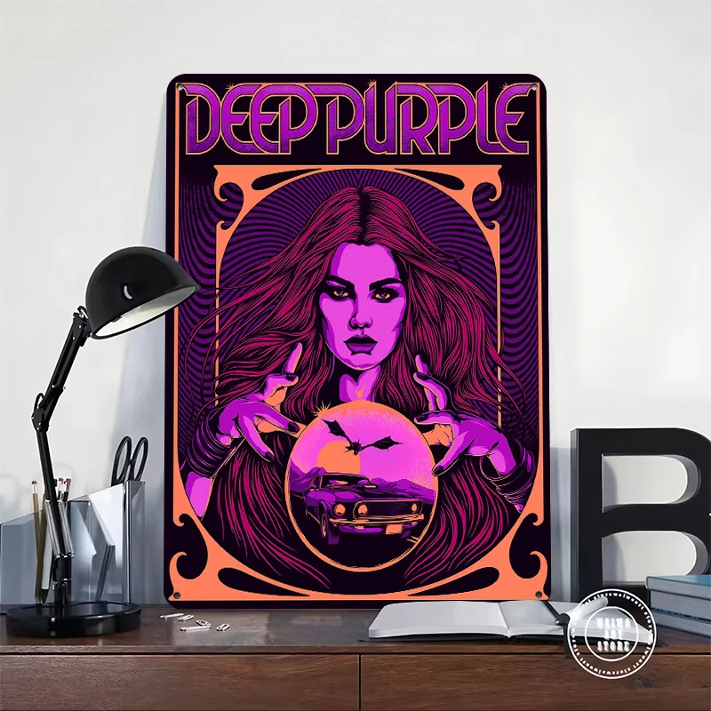 Deep Purple Psychedelic Tin Poster Customized Wall Art Retro Vintage Metal Signs for Fans Room Luxury Decoration At Home Decor
