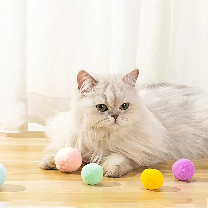 Cat Silent Toy Ball Bite resistant High Elastic Plush Ball Self-entertainment Quiet Not Noisy Kitten Toys Pet Cats Accessories