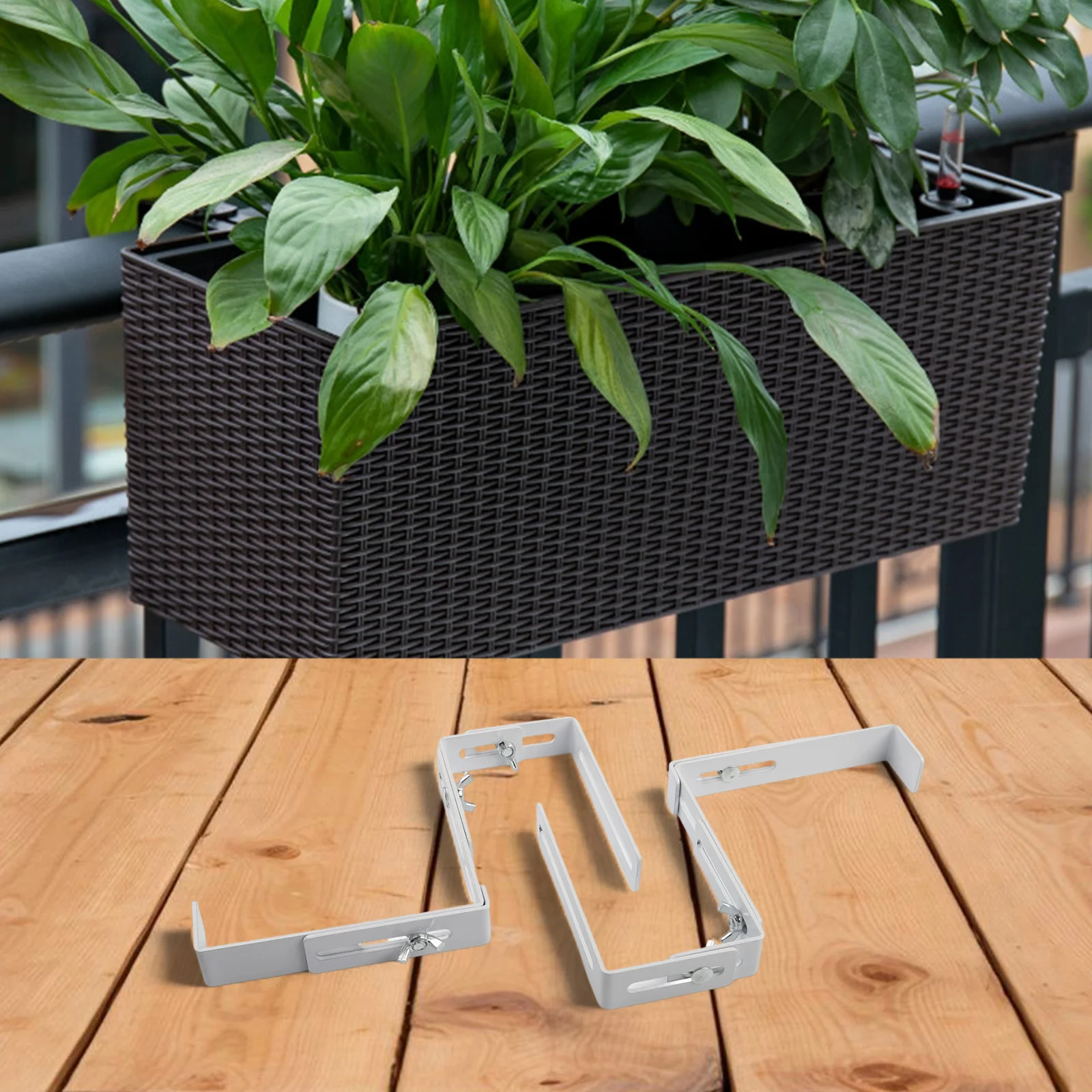 White Flowerpot Holder Adjustable Flowerpot Holder Bracket Window Box Bracket Protective Coating Versatile Use
