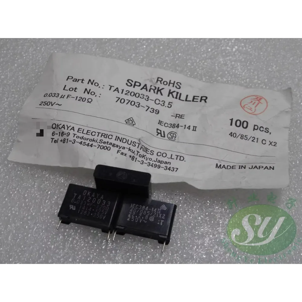

10PCS OKAYA 0.033uf-120Ω 33nf+120R TA120033 Brand New 15mm Surge Suppressor