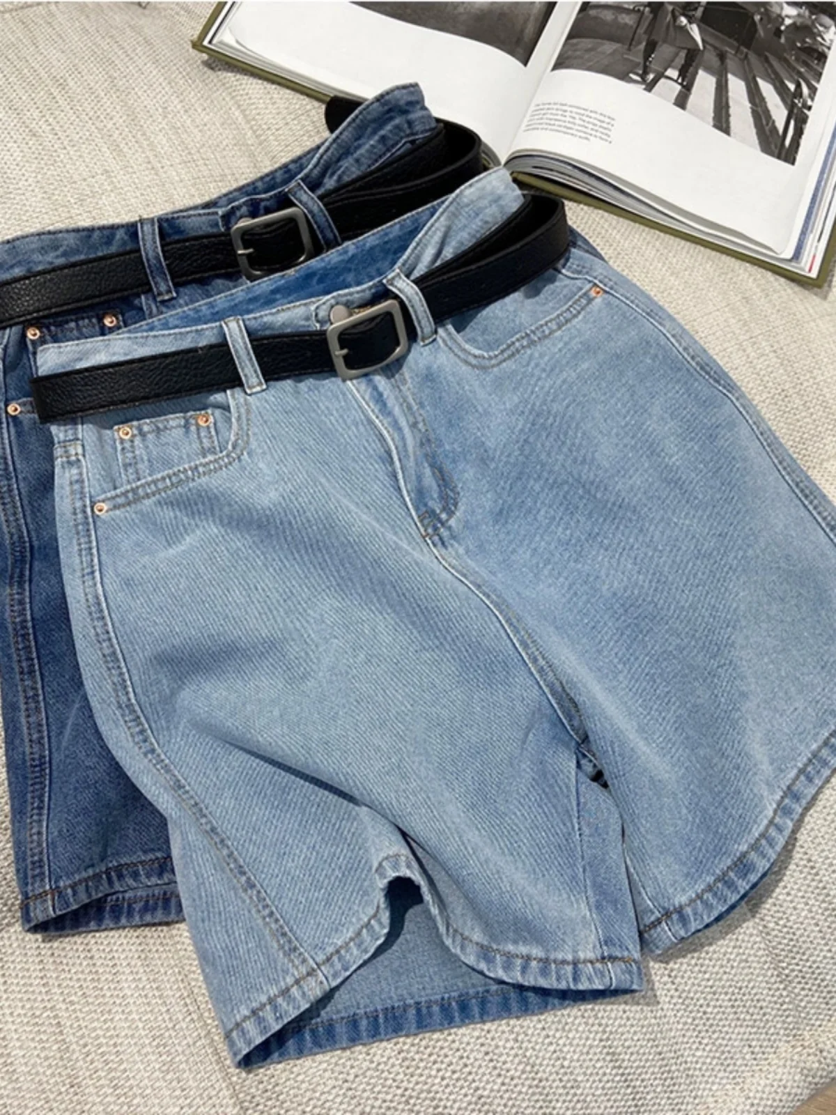 

Summer Thin Five-Point Men's Jeans orts Casual Loose Straight American Sle Wide Leg Trendy Brand Casual orts