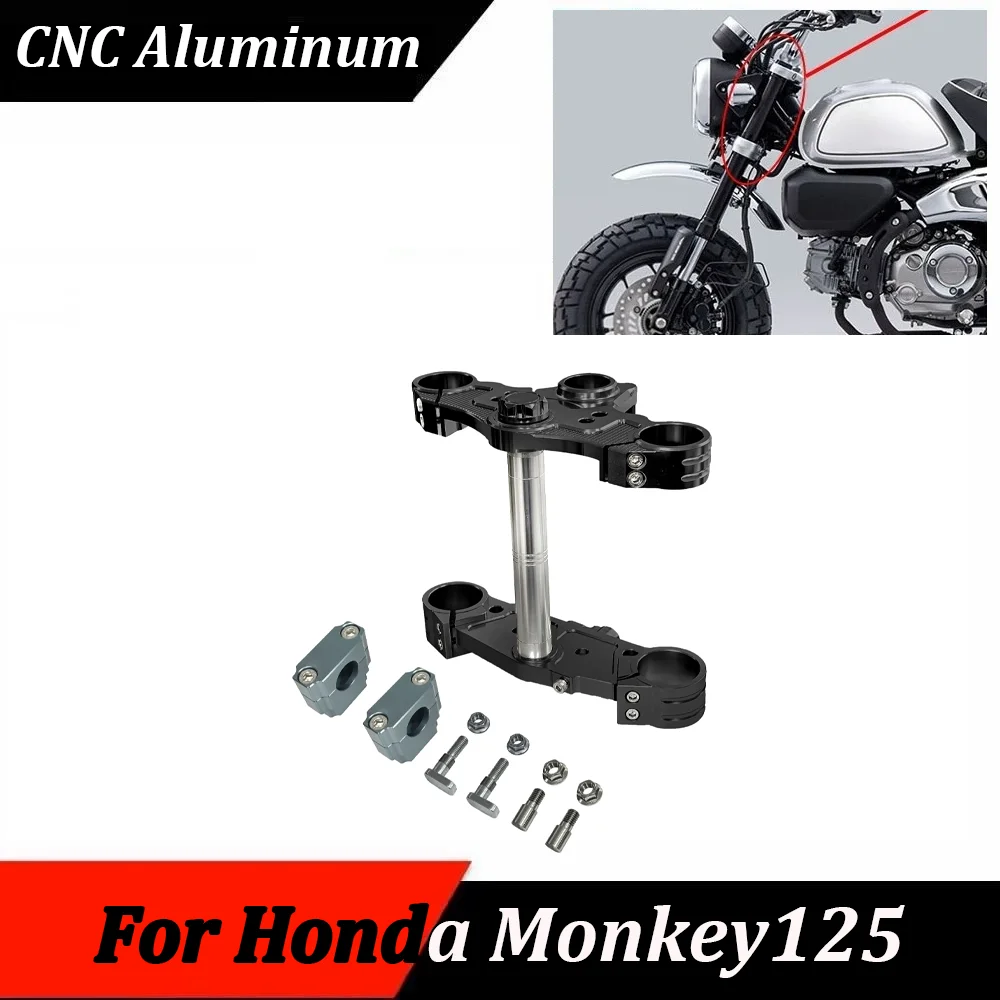 Motorcycle CNC Aluminum Handlebar Triple Tree Steering Clamp Bar Riser For Honda MonKey 125 MonKey125 2020-2022 2023 2024 2025