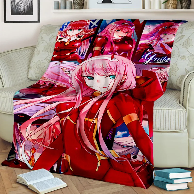 

DARLING in The FRANXX Cartoon Zero Two Sexy Girl Blanket,Soft Throw Blanket for Home Bedroom Bed Sofa Picnic Cover Blanket Kids