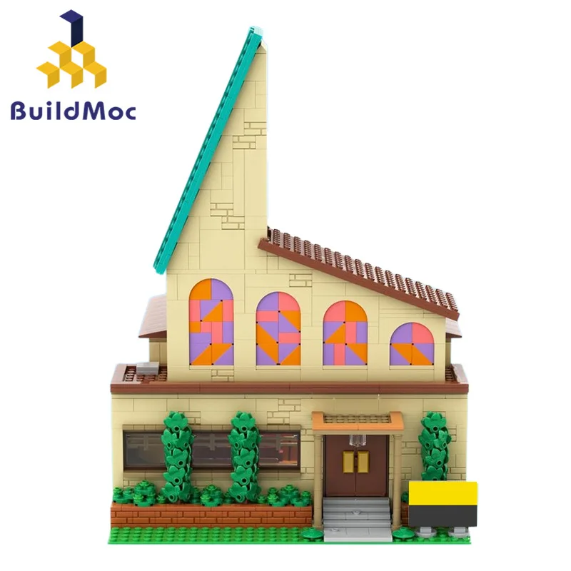 Simpsoned Prima Chiesa Blocchi di Costruzione Posto Modulare Moe Taverna Bar Springfield Scuola Elementare Modello Giocattoli