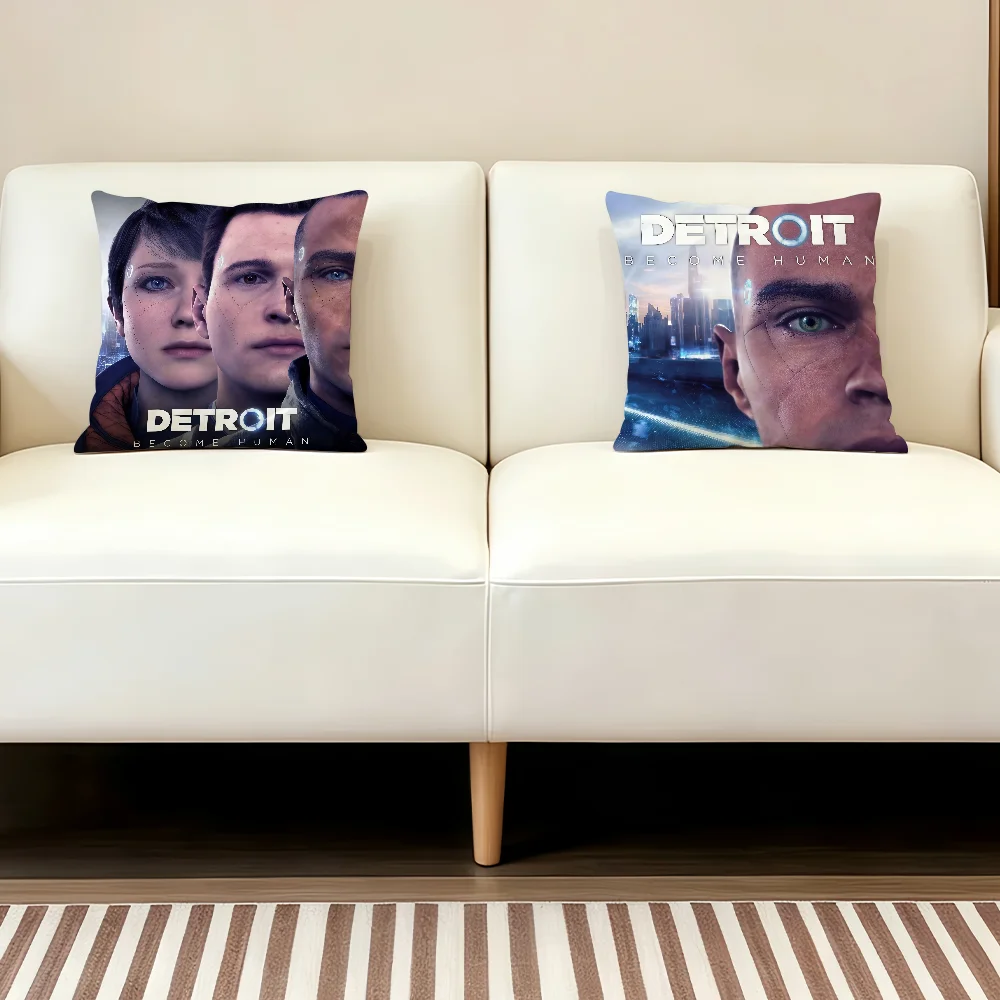 D-Detroit B-Become Human cushion cover Comfortable Decorative For Bedroom Living room Dormitory Picnic and Holiday Decoration