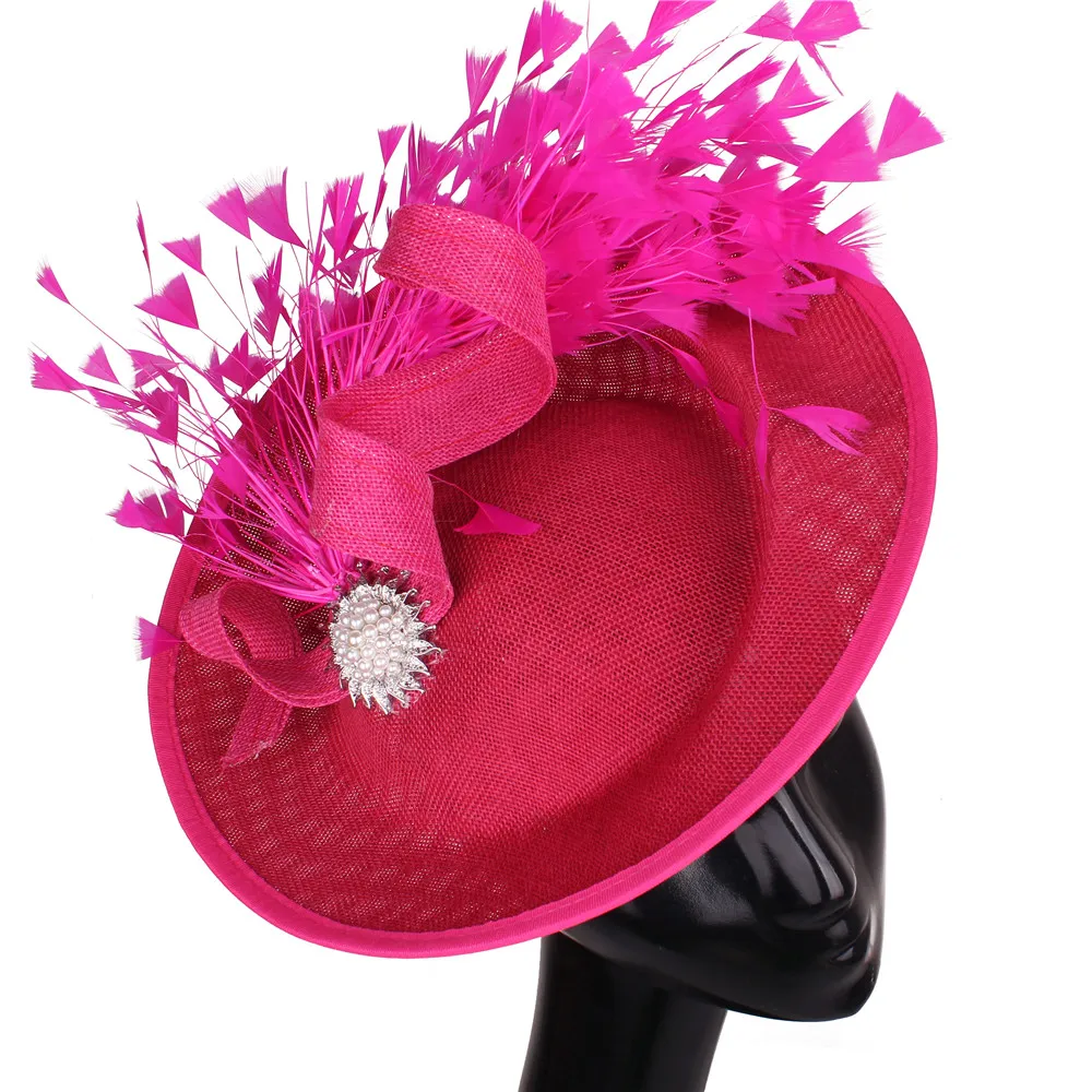Elegant bride Wedding Fascinator Hat for Women Feather Hair Clip Ladies Cocktail Church Party Headdress hair Accessories