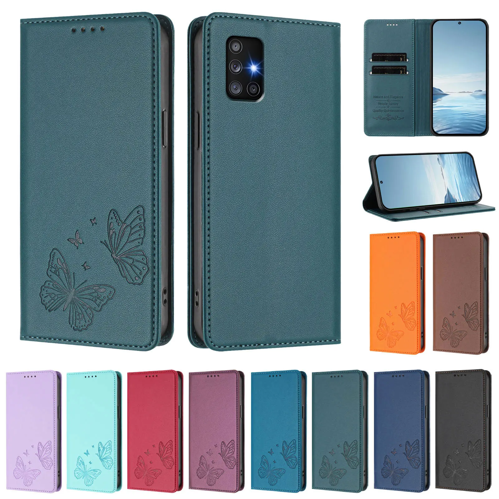 Magnetic Wallet Flip Leather Case For Samsung Galaxy A71 A51 A41 A31 A21 A11 A70 A50 A30 A20 A10 S Butterfly Pattern Back Cover