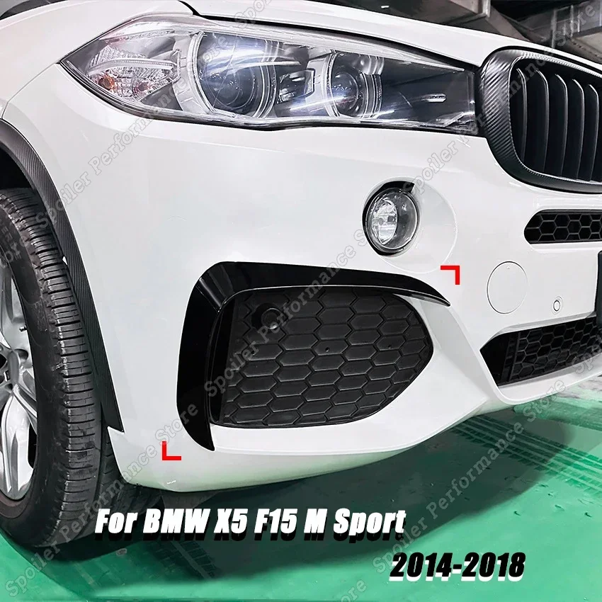 Car Front Bumper Spoiler Fog Lamp Cover Splitter Trim Wind Knife Body Kits Accessories for BMW X5 F15 X6 F16 M Sport 2014-2019