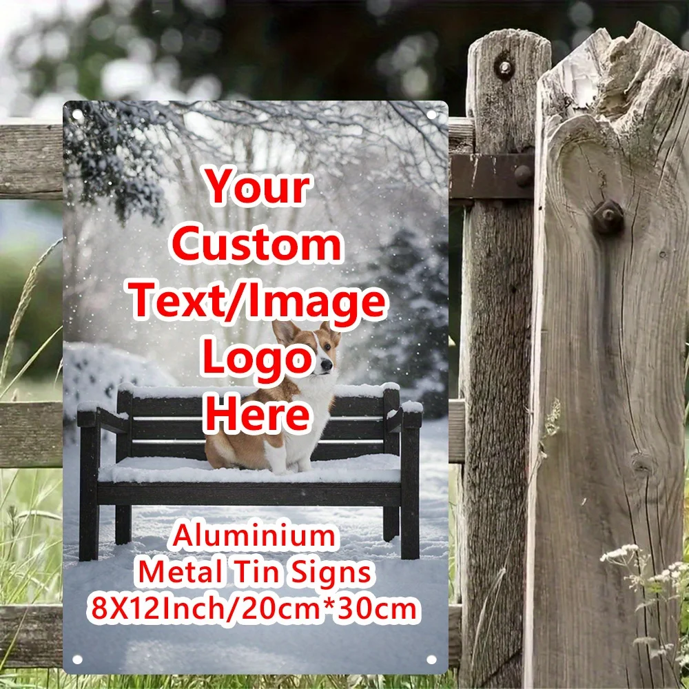 2D Flat, Customizable Vintage Metal Mural Logo Tin - Personalized Cafe Decor with Your TextImage, No Electricity Needed,