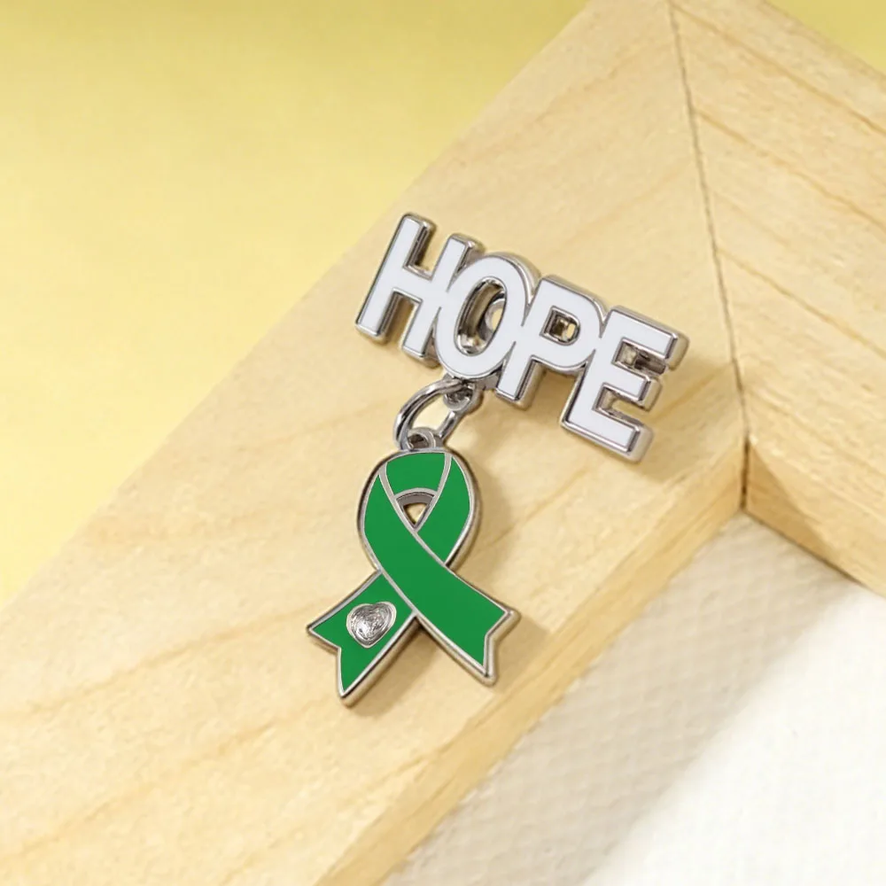 Grünes Aufmerksamkeitsband, Hoffnungs-Emaille-Pin, Brosche zur Unterstützung der psychischen Gesundheit, Leberkrebs, Lyme-Krankheit, Anhänger-Abzeichen, medizinischer Schmuck, Geschenk – Detail 8