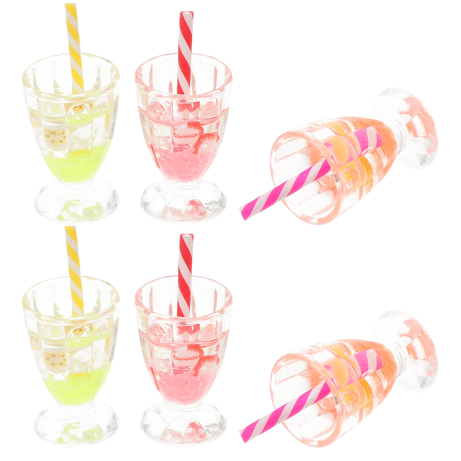 6 Pcs House Mini Luminous Dollhouse Toys Artificial Ice Cream Goblet Prop Accessory Decor Resin Accessories